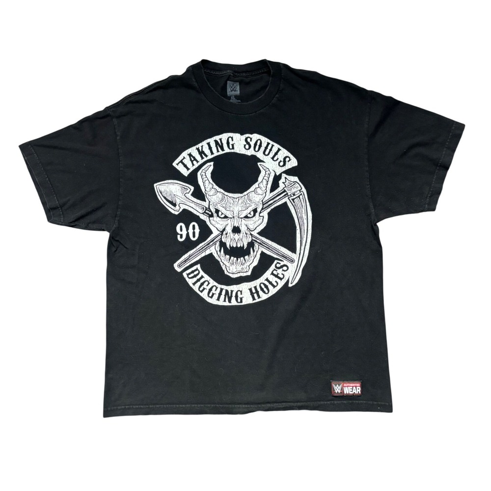 WWE Undertaker Taking Souls Digging Holes Graphic T-Shirt XL Black Skull Tee